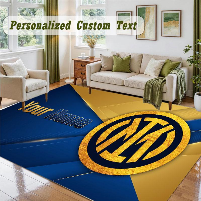 Crystal Velvet Square Rug Custom NameInter Milan Pattern Non Slip Home Floor Decor Rug