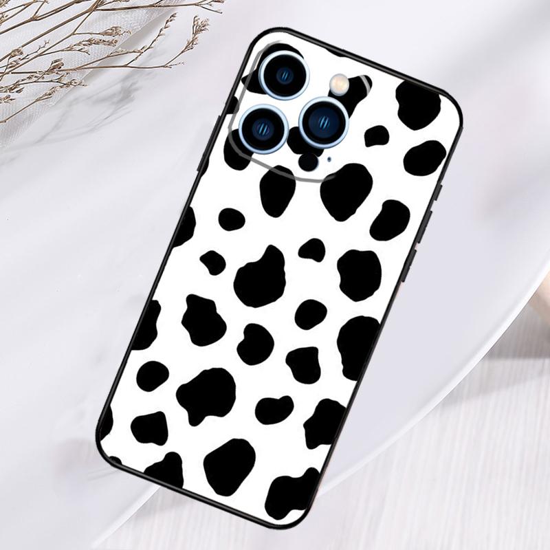 White Black Cow Print Phone Case For iPhone 17 Air 16 15 14 13 11 12 Pro Max Plus 12 13 Mini 16e 17 Pro Max Cover