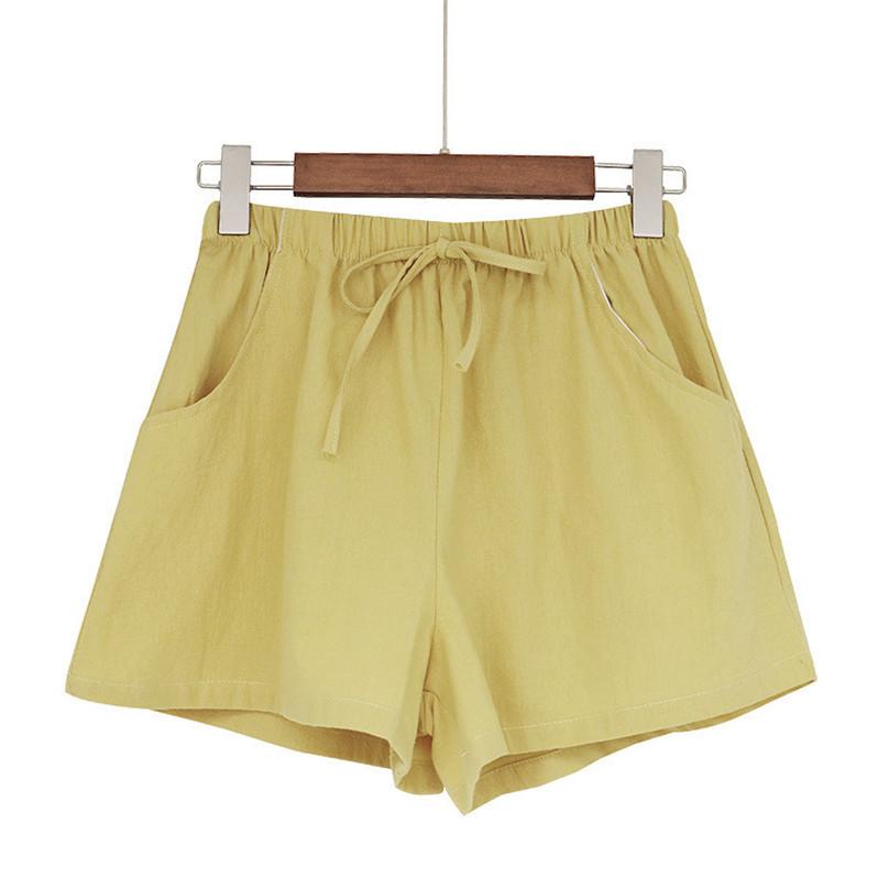 Women Fashion High Quality Summer Casual Cotton Linen Shorts Female Plus Size High Waist Streetwear Short Pants