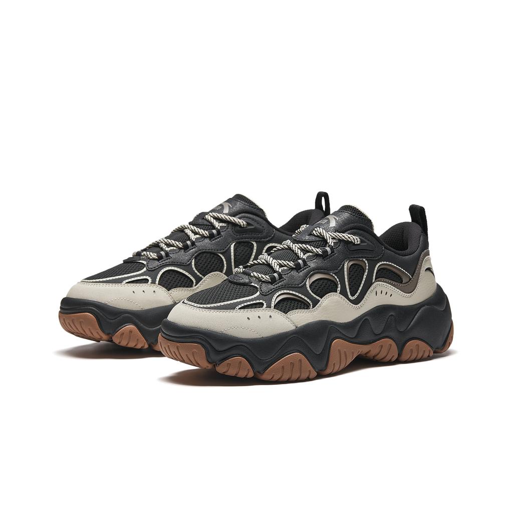 Anta Flowing Fire Retro Fashion Comfortable Versatile Trendy Shock Absorption Lightweight Low-Top Dad Shoes Men sneaker Black Gray 112618853R-3