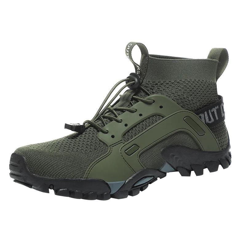 Mountaineering Boots Outdoor Casual Shoes Men's Camouflage Rubber Sole Anti Slip Hiking Shoes, Breathable Outdoor Training Boots