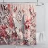 3D Stereo Beautiful Flower Printing Bathroom Curtain Waterproof Polyester Shower Curtain Home Decoration Curtain with Hooks