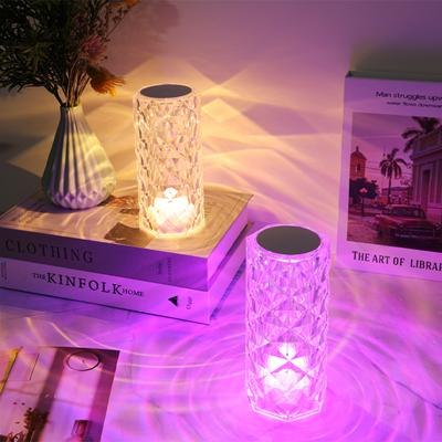 New USB Rechargeable Crystal Mini Rose Petal Small Table Lamp Decorative Lamp