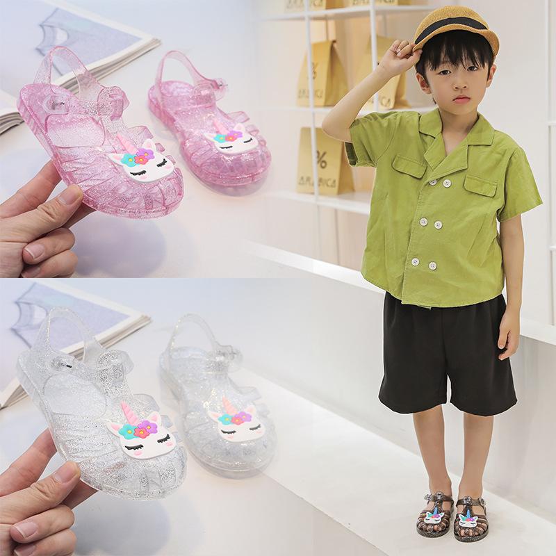 Sandali Sandali Bambino Estivi Nuovi Carini Ragazzo Scarpe da Spiaggia Trasparenti Gelatina Scarpa da Principessa Traspiranti Scarpe Romane Scarpe Bambini