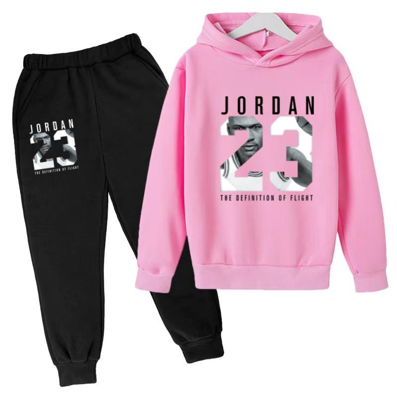 2026 Kids New Autumn Winter Casual Long Sleeve Pullover 2pcs Hoodie+Pants Tracksuit 3-12Yrs Girl Boy Basketball Coat Clothes Set