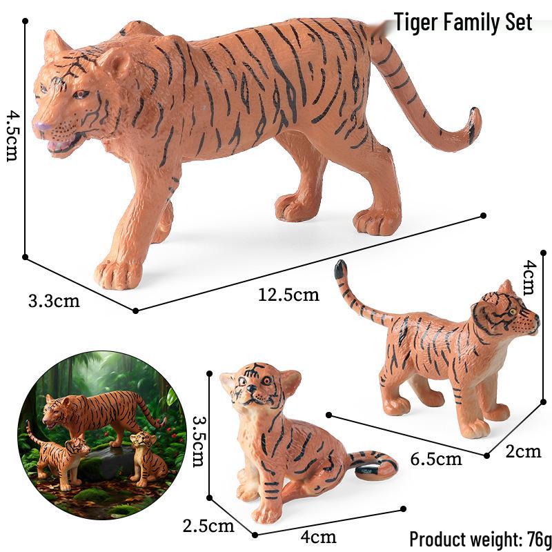 Wild Safari Animal Figurines: Giraffe, Elephant, Rhinoceros, Brown Bear, Tiger, Lion, Leopard, Hippopotamus - Solid Cognitive Toys