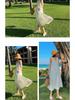 Women's 2026 Summer White Spaghetti Strap Beach Dress - Loose Fit, Slimming, Seaside Vacation Style Long Dress
