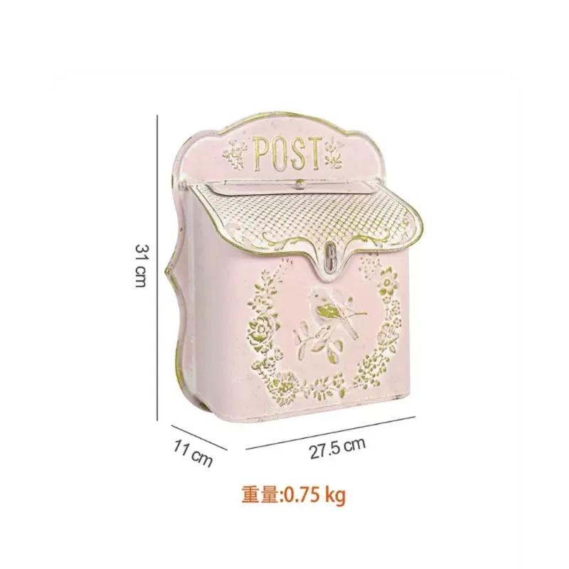 New European Style Metal Wrought Iron Wall Mailbox Three-dimensional Relief Mailbox Outdoor Vintage Outside Garden Decoration