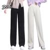 Comfortable Winter Trousers Women Pants Elastic High Waist Straight Wide Leg Velvet Versatile Lining Long Solid Color Loose Fit Casual Wide-leg