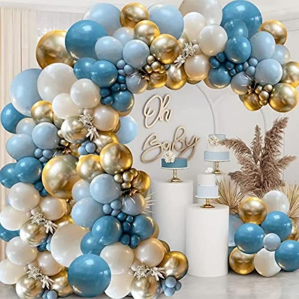 Vintage Sea Blue Balloon Chain Wreath Arch Set, Baby Birthday Party Decorative Props Morandi Balloons