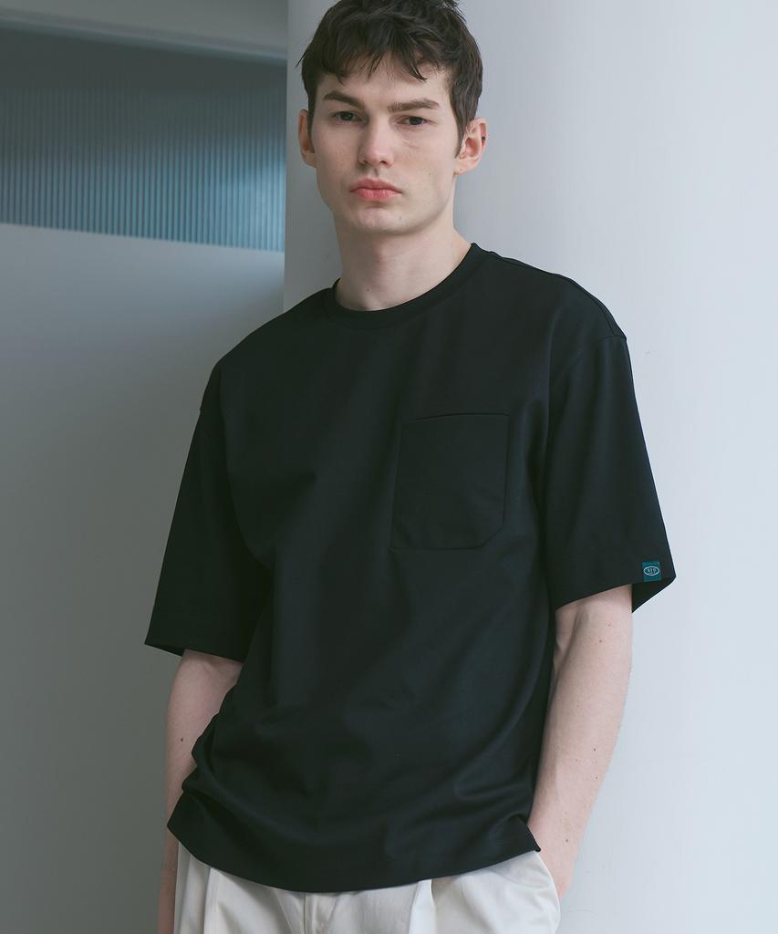 210EDIT Coolpima Round Pocket Short Sleeve Dressed Tee [Matte Black]_Zf2Ts111