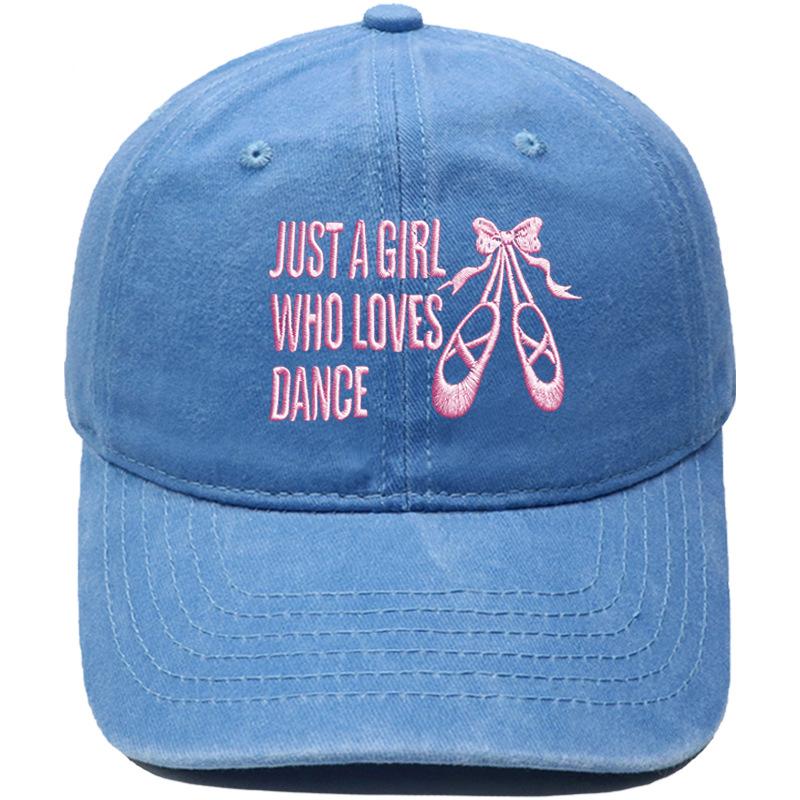 Bow Dance Shoes Letter Embroidery Baseball Cap Washed Retro Dad Hat Men's and Women's Casual Versatile Sun Hat