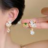 Diamond Dripping Oil Flower Fringed Earrings Niche Light Luxury High-end Earrings Fashion Versatile Earrings Women