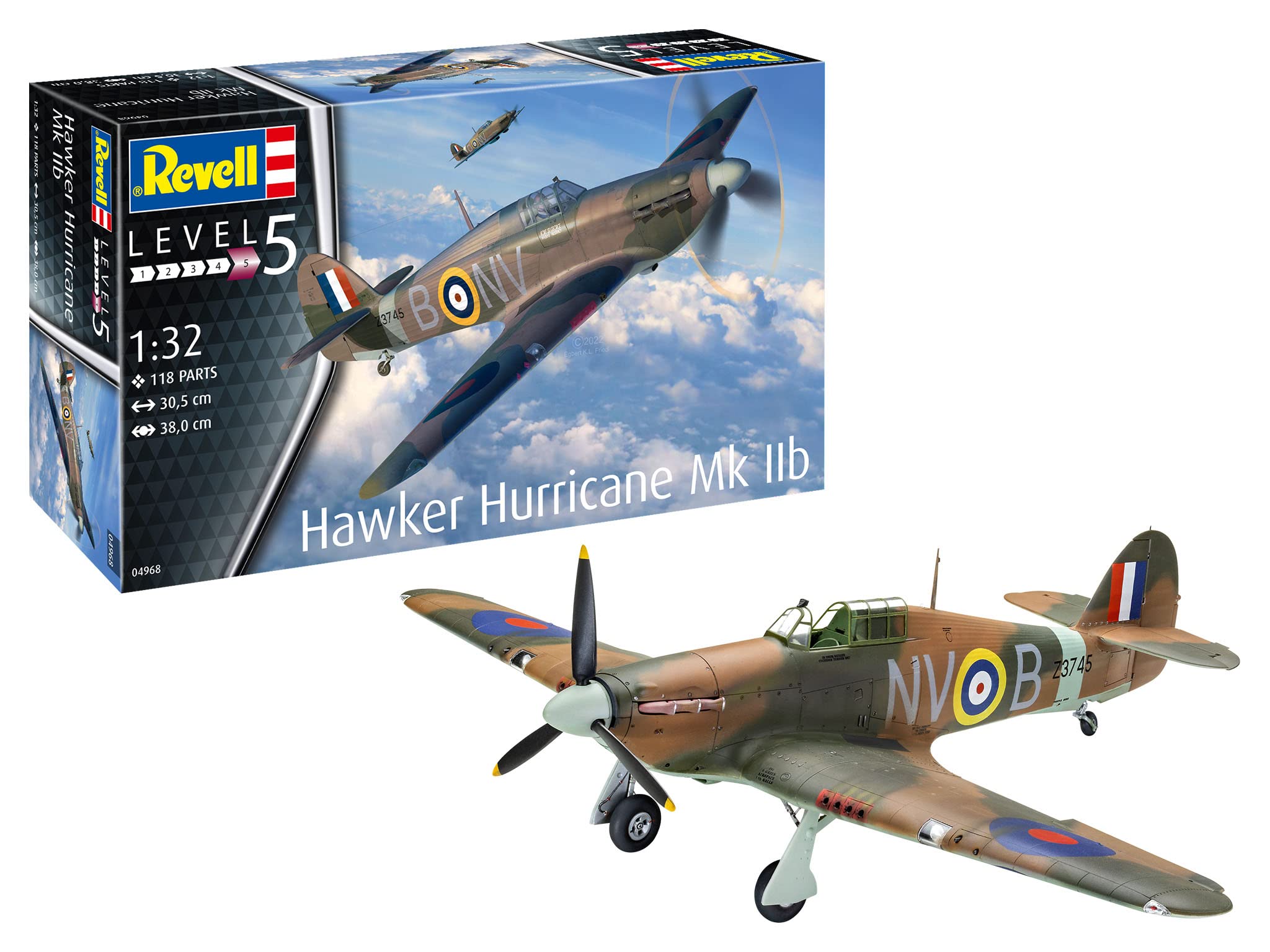 

Revell Масштаб Королевские ВВС Hawker Hurricane Пластиковый Набор Модели 04968 1/32 Mk.IIB (Формованный цвет)