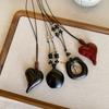 Vintage Big Love Heart Kettle Ethnic Style Pendant Black Long Rope Chain Y2K Necklace Sweater Chains for Women Trend Zircon