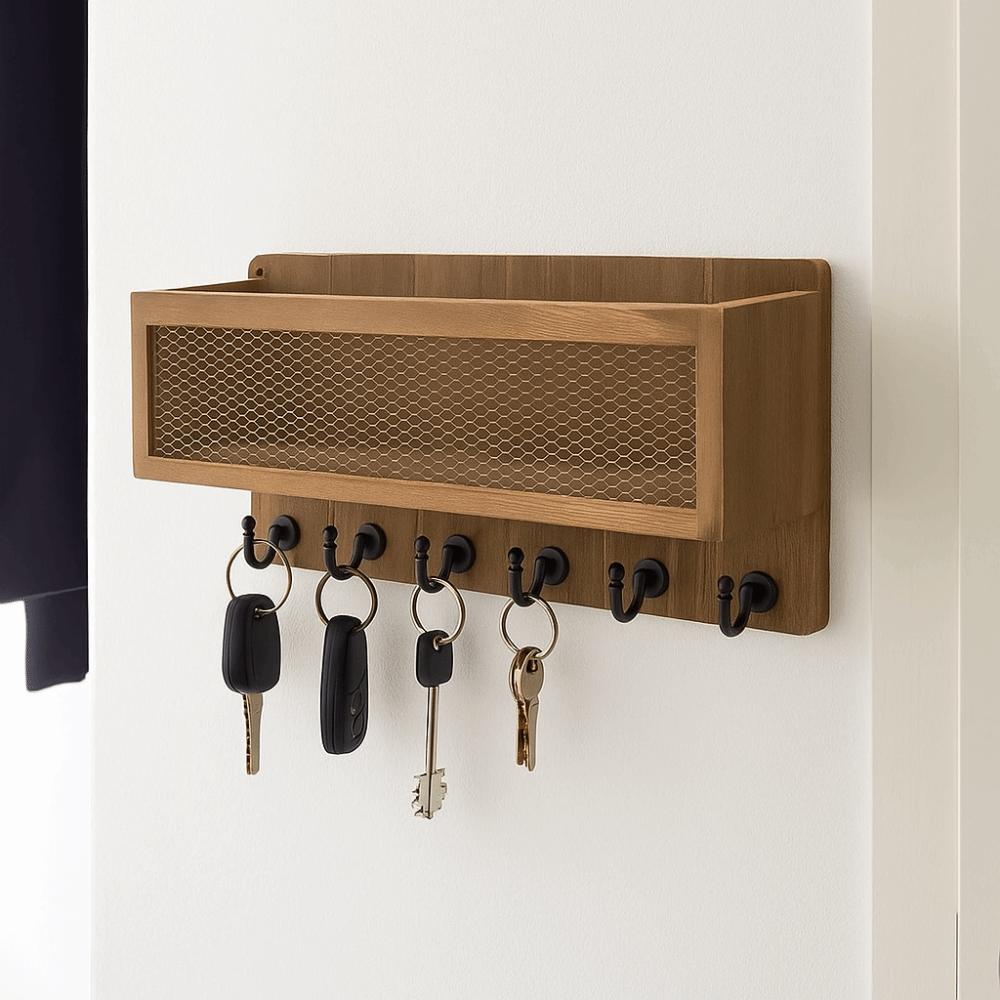 Vintage Key Rack Wall Mounted Storage Shelf Multifunctional Wall Rack  Home Organization