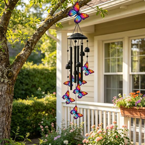 Metal Wind Chime for Outside Butterfly/Red Bird/Hummingbird Hanging Windchimes for Garden Patio Backyard Decor