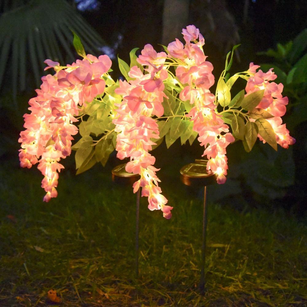 Realistic Solar Wisteria Flower Lamp Waterproof Simulation Flower Lamps  Outdoor Use