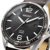 Seiko Solar Quartz Watch, Brown Calf Leather Strap Model SNE487P1, Stainless Steel, Men's Business Style