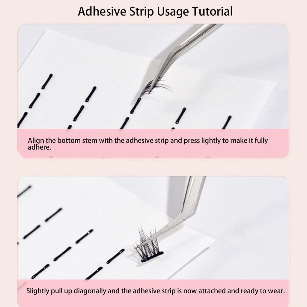 8 Sheet Self Adhesive Lash Strips for Fake Eyelashes No Glue Apply Black Transparent Waterproof Reusable Eyelash Adhesive Strips