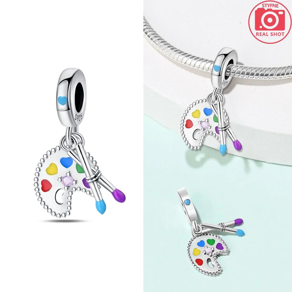 Elegant Copper Original Color Oil Painting Board Crayons Beads Fit Bracelet Charms Women Jewelry Diy Accessory Gift