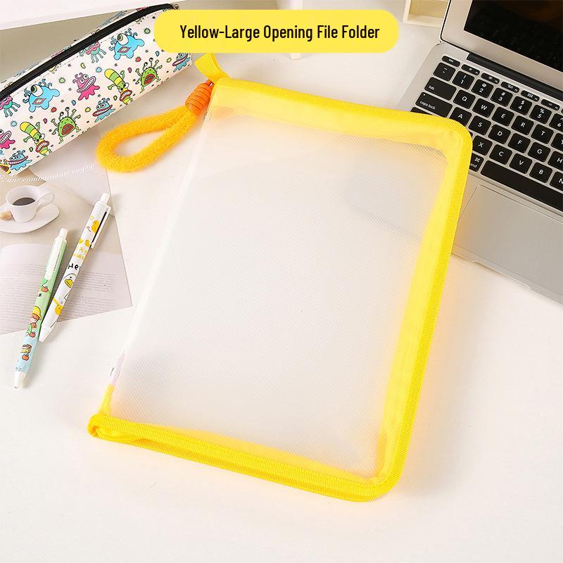 LOMI Transparent Zipper File Tote Bag with Handle for Students