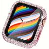 Rhinestone-Encrusted Tempered Glass PC Case for iWatch SE/9-1 Fits 38/40/41/42/44/45mm For Apple Watch Protective Cover