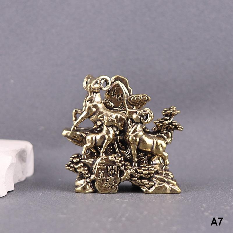 Scultura Capra dello Zodiaco Cinese Statuetta Pecora in Ottone Statua Portafortuna Ornamento da Scrivania Ricchezza Fengshui Per Decorazione Casa