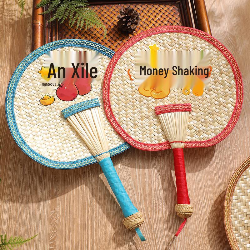 Large Durable Handmade Wheat Straw Palm Fan for Summer