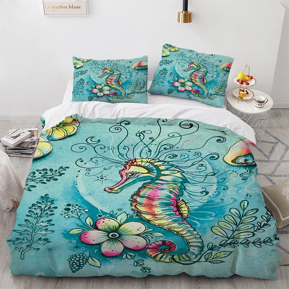 3D Octopus Duvet Cover King Queen Size Cute Cartoon Ocean Animal Bedding Set For Kids Teens Sealife 2/3pcs Polyester Quilt Cover