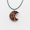 Handcrafted Geometric Moon Pendant Necklace With Natural Stone Wire-Wrapped Tree Design Women