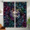 Blackout Insulation Curtains Floral Skull Print Curtains Suitable for Halloween Restaurant Living Room Party Decoration Curtains
