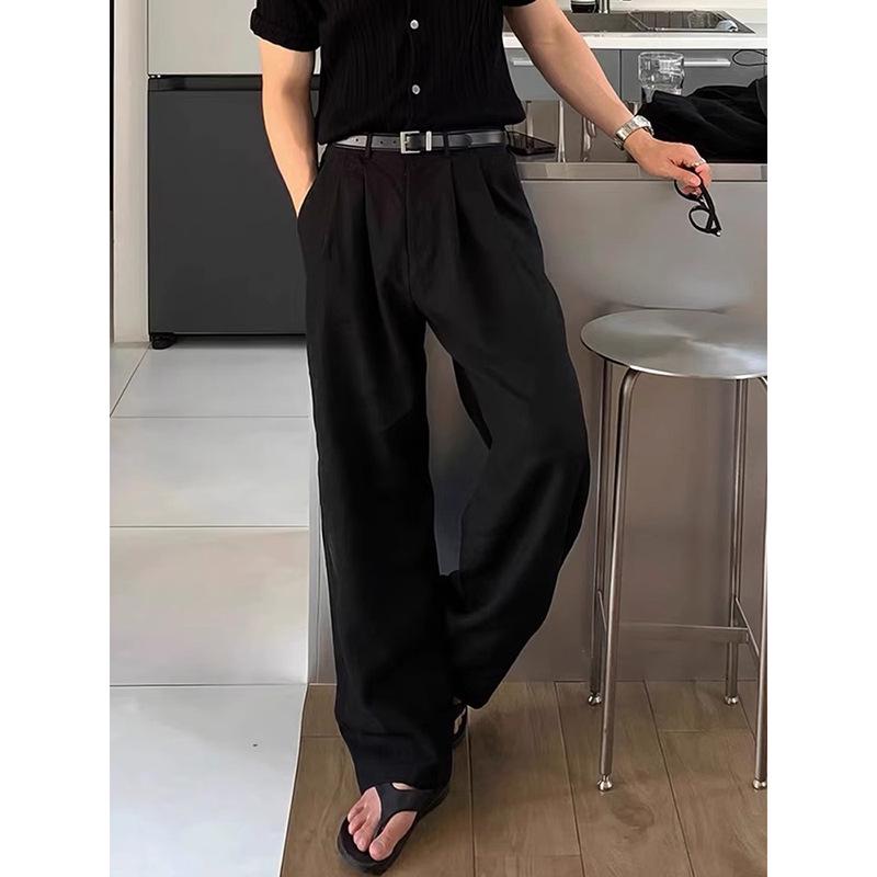 

Men s Summer Relaxed Wide Leg Linen Pants 2XL чорний