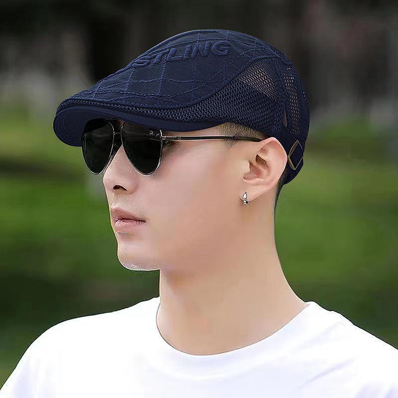 Béret fin d'été pour homme, chapeau à bec de canard, style rétro, style britannique, en maille