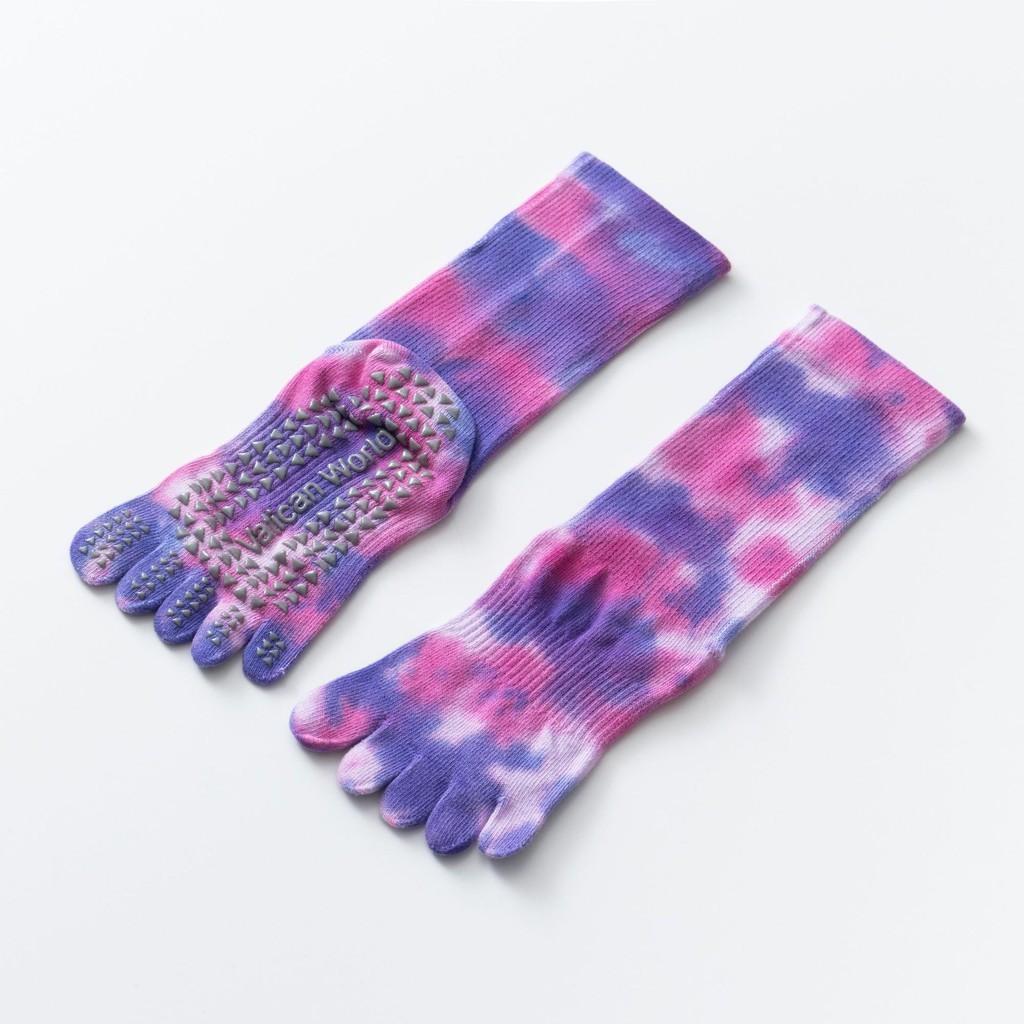 Autumn and Winter Tie Dye Yoga Five Finger Socks for Women New Style Anti Slip and Sweat Absorbing Mid Tube Pilates Socks Personalized and Versatile