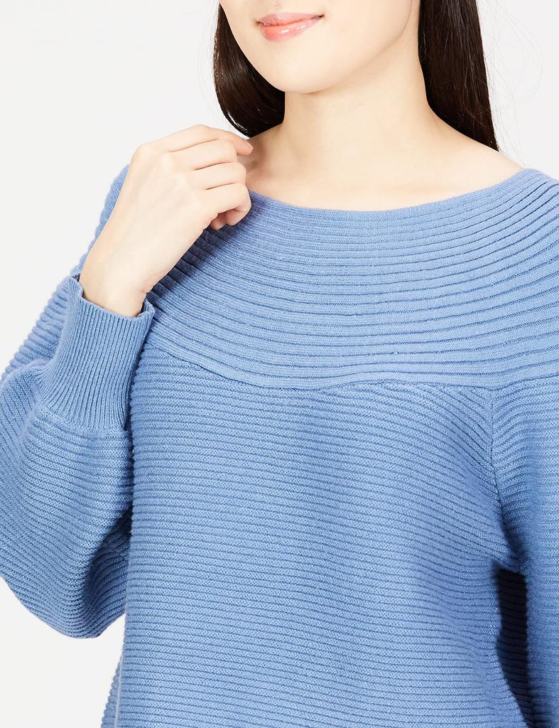 Jill by Jill Stuart Women's Garter Rib Knit Sweater, Blue, FR