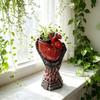 Gothic Anatomical Heart Resin Vase Unique Skull Base Perfect For Halloween Decor Dark Home Party Ornaments