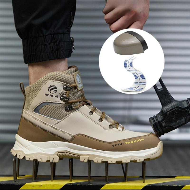 Fashion Safety Shoes Man Waterproof Work Safety Sneakers High Top Boots Anti Puncture Work Shoes Steel Toe Working Shoes with Protection