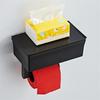 2 In 1 Home Adhesive Toilet Paper Holder Box with Shelf and Storage Box Wall Mount Toilet Paper Roll Box