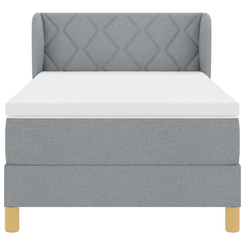 Box Spring Bed with Headboard Light Gray 100 x 200 cm Fabric