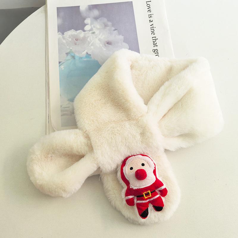 Korean Style Christmas Plush Scarf for Kids, Ages 1-6 – Warm & Trendy Cartoon Design for Boys & Girls