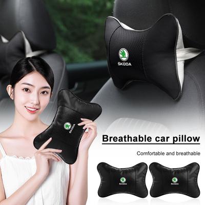 Zagłówek fotela samochodowego Logo Auto Poduszka pod kark Akcesoria samochodowe Dla Octavia Superb Rapid Kodiaq Karoq Fabia Kamiq Roomster Citigo