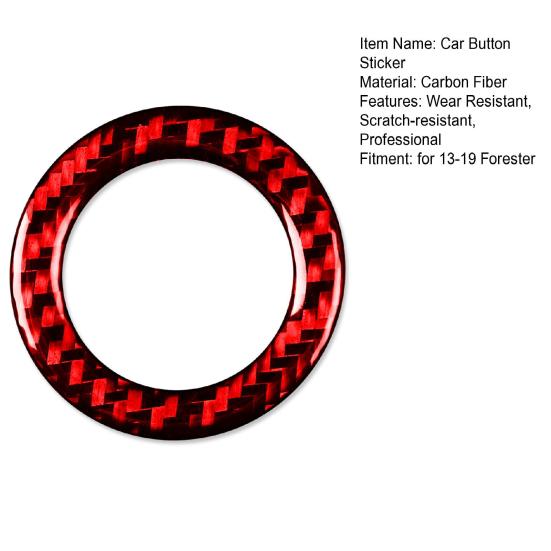 Car Button Sticker Self-adhesive Decorative Carbon Fiber Engine Start Stop Button Sticker Trim for 13-19 Forester