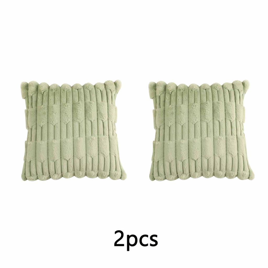 2pcs Faux Bunny Fur Wheat Ear Velvet Pillowcase for Autumn and Winter, Simple Modern Style Cushion Cover