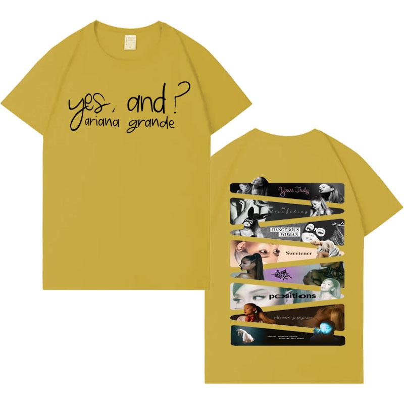Yes and Ariana Grande Singer Trendy Music TShirts Mens Women Gothic Clothing Short Sleeve Tshirt Cozy Loose Crewneck Streetwear