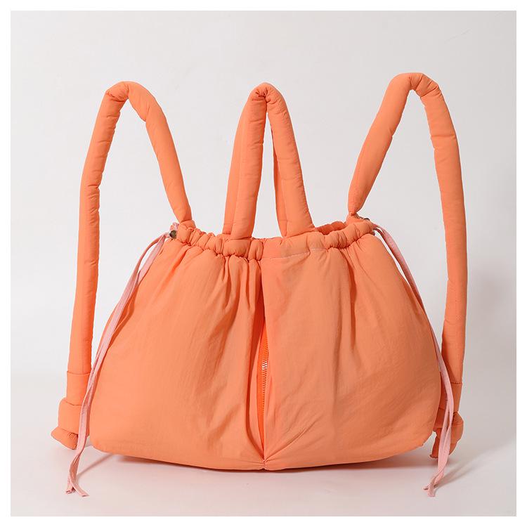 Women's Puffy Drawstring Shoulder Bag: Large Capacity Down-Filled Nylon Crossbody Cloud Bag