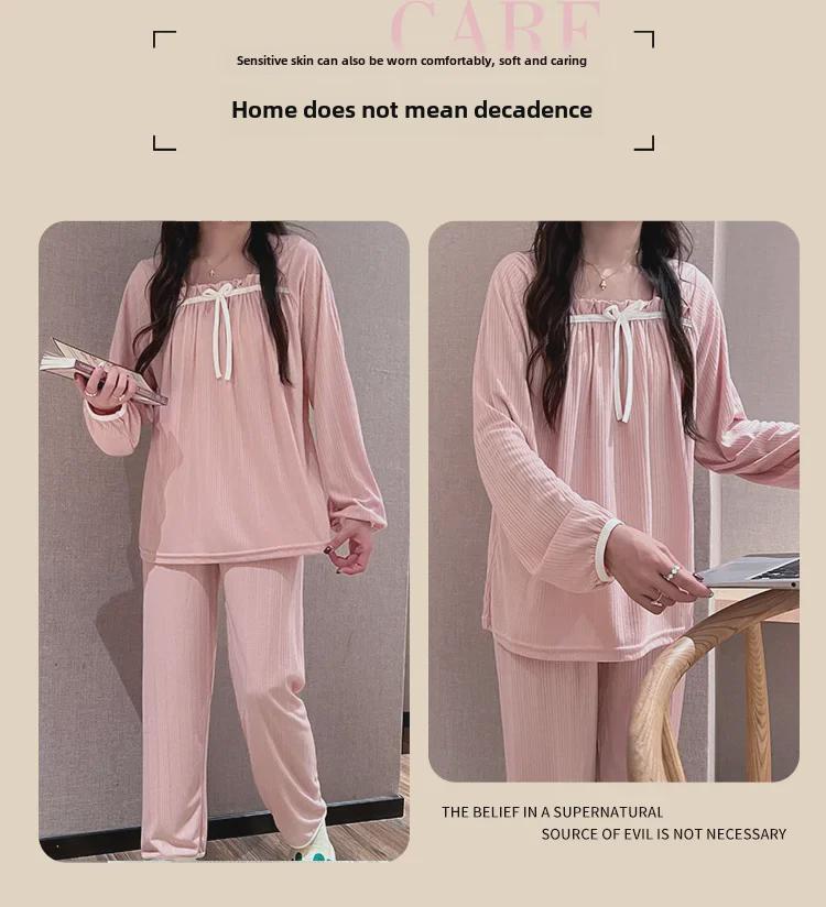 Pijamale cu desene animate în stil palat: Set proaspăt, casual, cu mânecă lungă, din două piese, ideal pentru interior sau exterior.