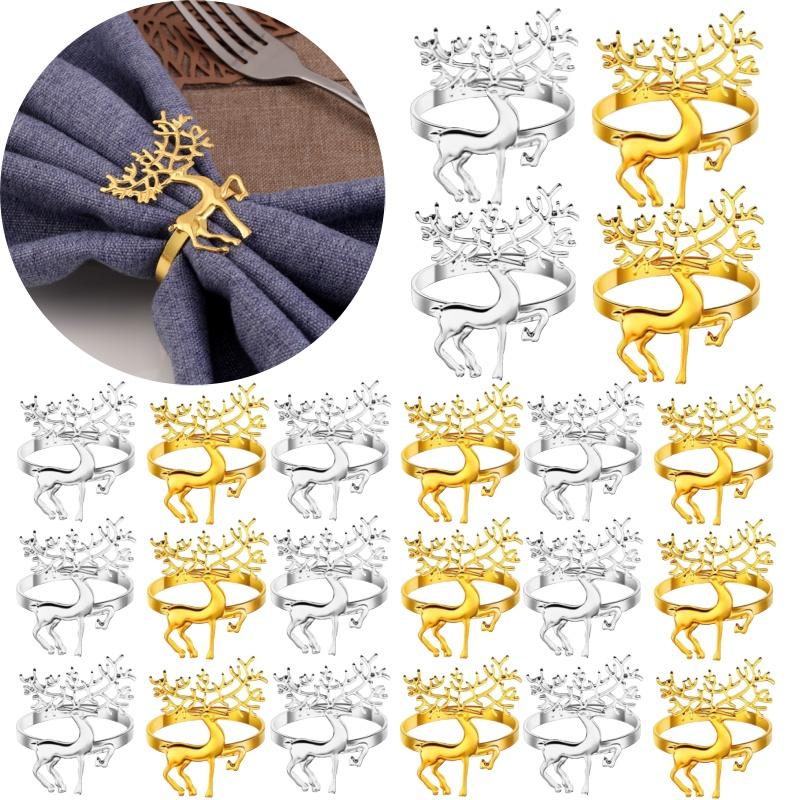 Reindeer Napkin Rings Metallic Serviette Holders for Christmas Table Decor Elegant Dining Accessories for Holiday Parties