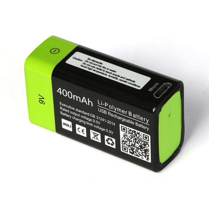 Buy 2pcs ZNTER UltraEfficient 9V 400mAh USB Rechargeable 9V Lithium