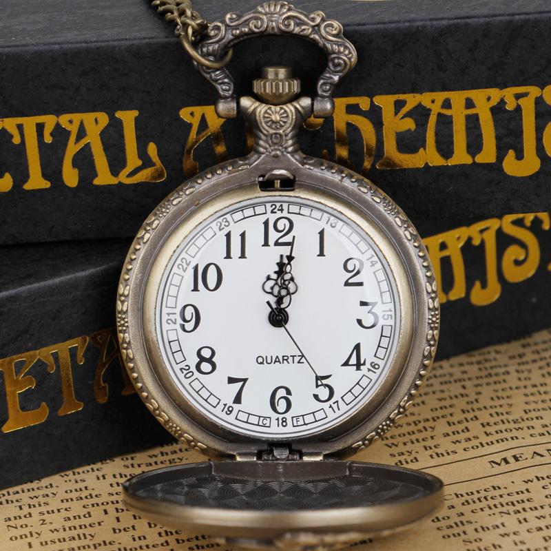 Vintage Antique Steam Train Embossed Quartz Pocket Watch Necklace with Chain Exquisite Jewelry Pendant Ideal Gift for Men